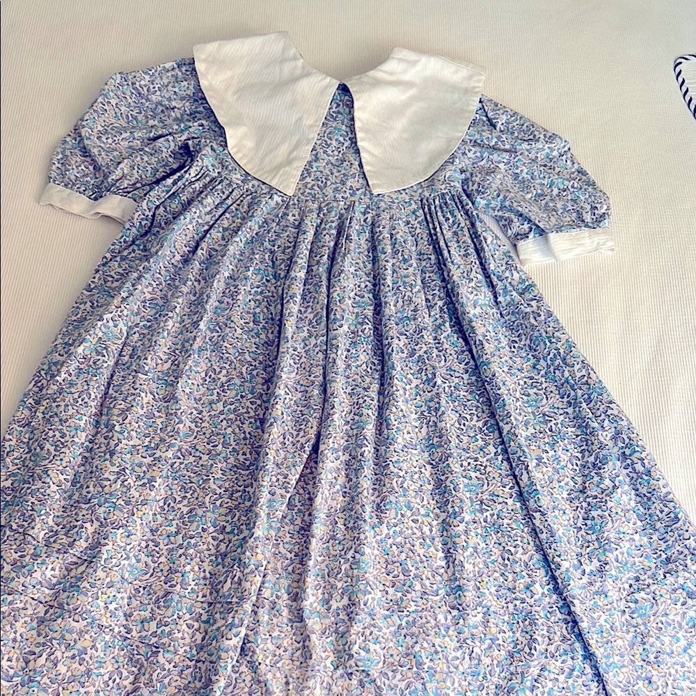 Girls Floral cotton Dress with White Collar